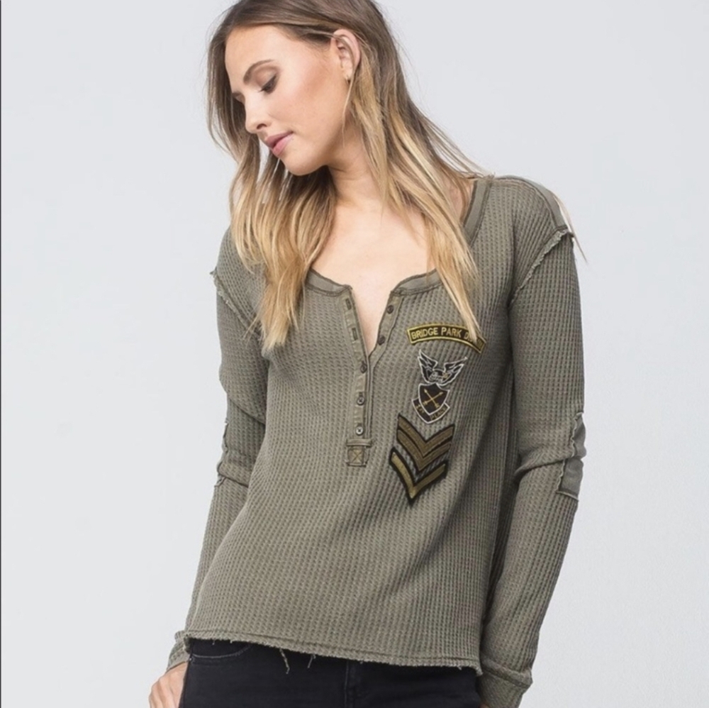 Free People Bridge Park Military Thermal Henley Top